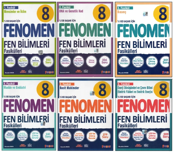 FENOMEN 8. SINIF FEN BİLİMLERİ FASİKÜLLERİ (6 KİTAP)