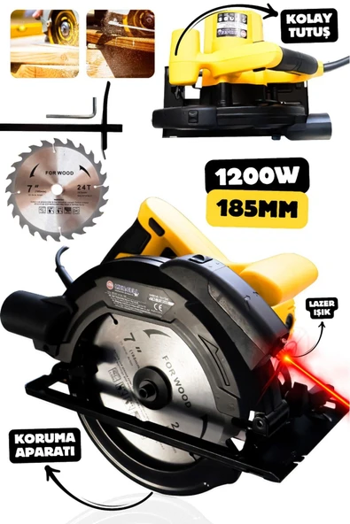 MURCELL ELEKTRİKLİ DAİRE TESTERE SARI 1200W 185MM