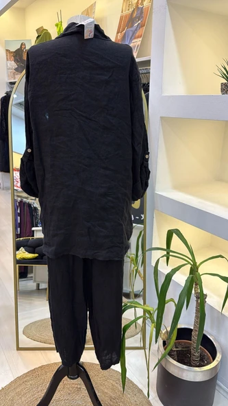 PURO LİNO %100 KETEN TAKİM SİYAH - Resim 3