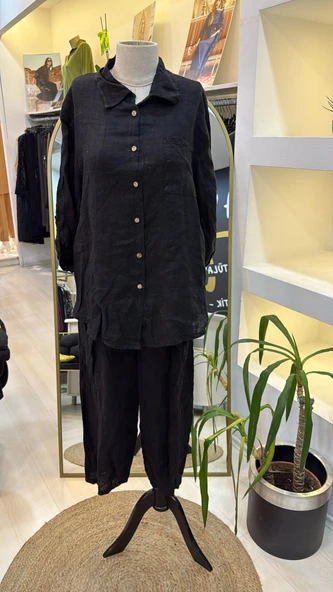 PURO LİNO %100 KETEN TAKİM SİYAH - Resim 6