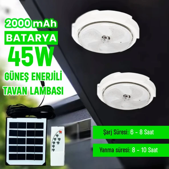 UpWay 45W Güneş Enerjili İç Mekan Sıva Üstü 50 LED Kumandalı Tavan Lambası - Resim 6