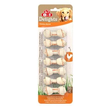 8in1 Delights Bones Ağız Bakımı için Tavuklu Düğümlü Köpek Kemiği  [XS] 84gr (7'li) ürün görseli