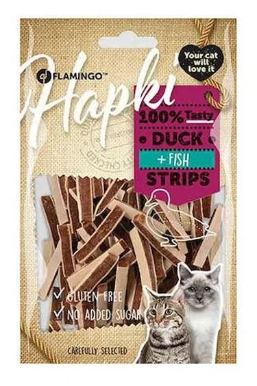 Flamingo Hapki Strips Ördekli ve Balıklı Kedi Ödül Maması 85gr ürün görseli