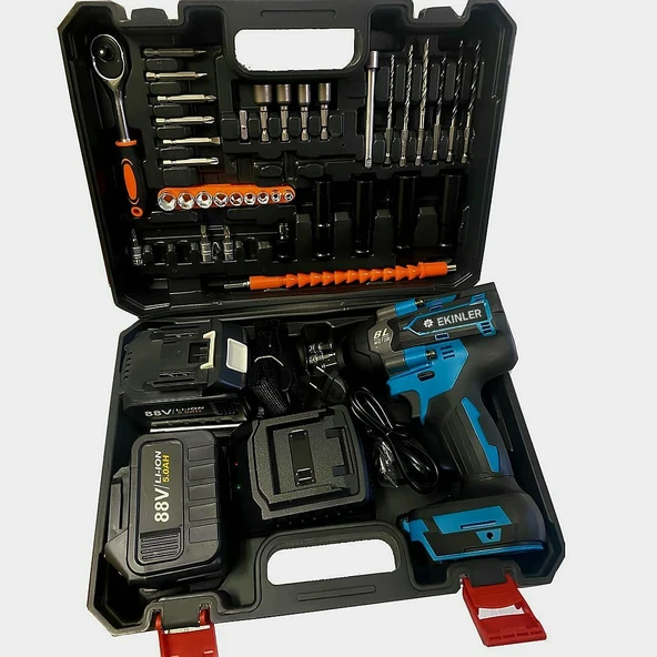 Yeni Profesyonel Kömürsüz Akülü 88vf Somun Sıkma Sökme Seti 1100Nm EEA386 - Resim 3