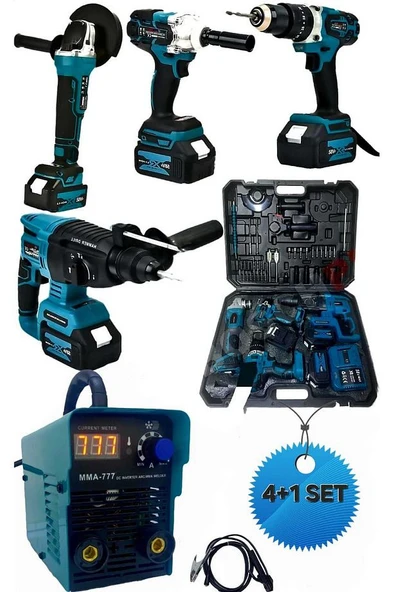4+1 Set Akülü Ultra 4lü Set ve MMA777 Turbo Çanta Kaynak Makinesi  EEA418
