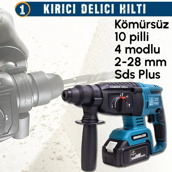 CHELİKBEİ EEA378 Akülü 7li Set Kırıcı Delici + 450Nm Somun Sökme + 13mm Vidalama + Daire Testere + 125mm Avuç Taşlama + Dekupaj Testere + Powerbank ve Led - Resim 4