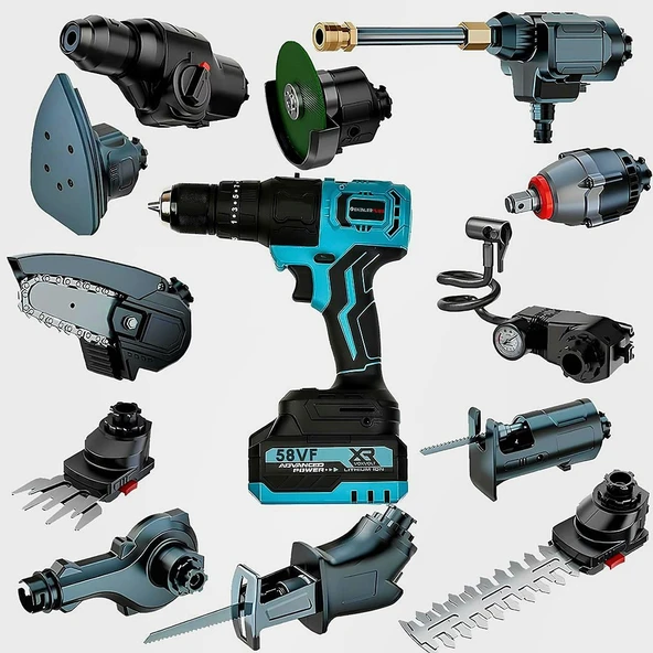 Akülü Kömürsüz 13 Başlıklı Multi Makina Seti 58Vf Çok Amaçlı Başlıklı  EEA391 ürün görseli 1