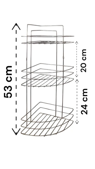 2 Adet Banyo Köşeliği 3 Lü  Krom Köşelik Duş Rafı Şampuanlık Paslanmaz - Resim 2