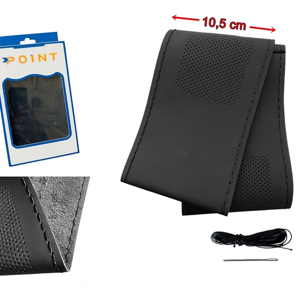 Lüx Desenli Deri Dikme Direksiyon Kılıfı 38-40cm Siyah OND365