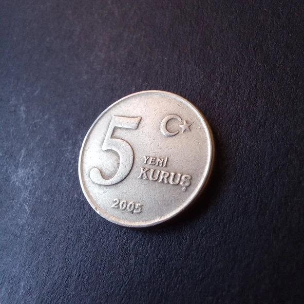 Escoines Koleksiyon 39963687fc6fe2ade8 2005 5 Yeni Kuruş ÇT/ÇÇT Eski Madeni Para - Resim 3