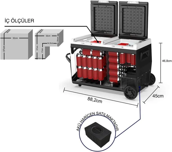 Iceco K75D 12-24 V 75 lt Aküsüz Kompresörlü Araç Buzdolabı - Resim 6