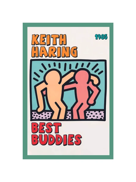 Keith Haring   Best Buddies (En İyi Dostlar) Pop Art Hediye Not Kartı & Kartpostal  10x15 cm - 1