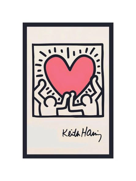 Keith Haring  United  Aşk ve Birlik Temalı Dekoratif Sanat Kartı & Kartpostal  10x15 Cm - 1