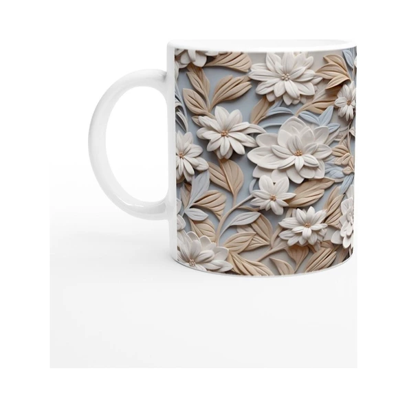 Zarif Zindelik Relax Çiçek Desenli Kupa Bardak