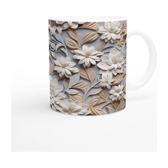 Zarif Zindelik Relax Çiçek Desenli Kupa Bardak - 3