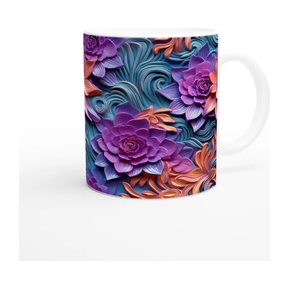 Büyülü Akşam Işığı Çiçek Desenli Kupa Bardak - 3