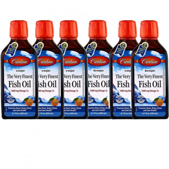 Carlson Fish Oil Omega 3 200 ml Portakal Aromalı 6 Adet