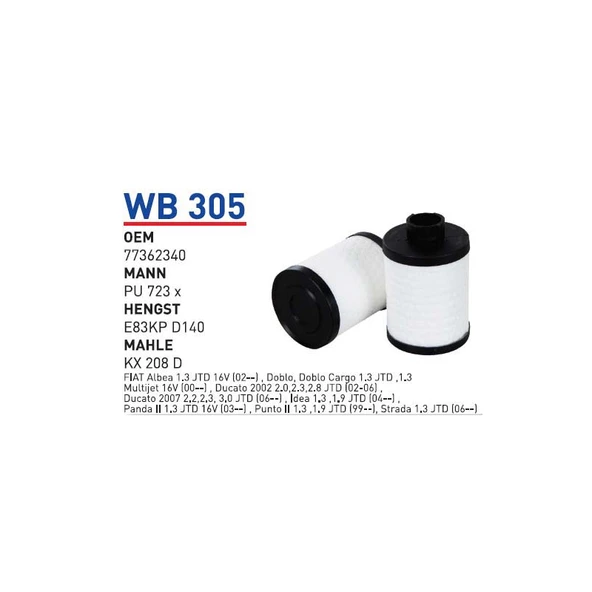 Wb305 Oem 77362340 Fiat albea palio doblo Otomobil yakıt filtre dizel fuel filter diesel ürün görseli 1