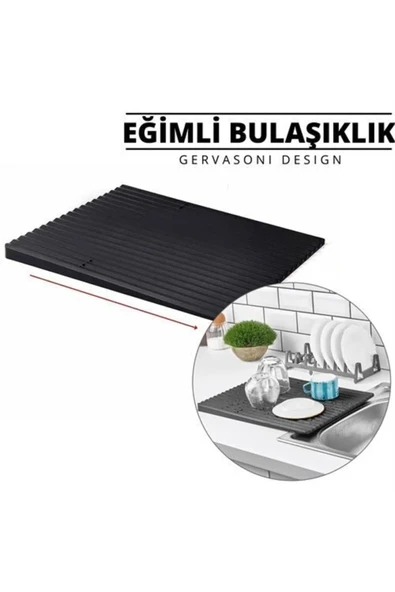 Tezgah Üstü Bulaşık Kurutmalığı Özel Eğimli Dizayn Bulaşıklık Sert Sağlam 40 x 32,5 Cm 10145 - 5