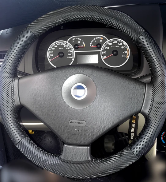 DİKİŞLİ DİREKSİYON KILIFI KARBON DERİ NOKTALI DERİ SİYAH DİKİŞLİ F.IAT ALBEA İÇİN ürün görseli