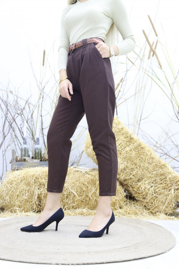 Aktuel Giyim Yp4396-R2958 Beli Örgü Deri Kemerli Pantolon - 3