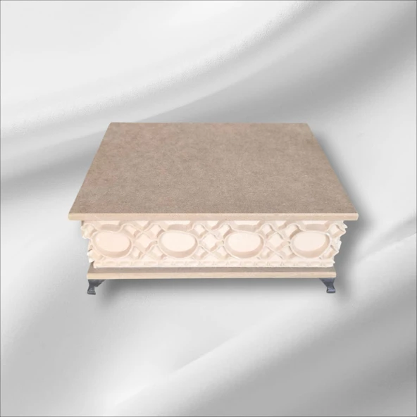 Ahşap- Ham Mdf- Desenli-takı-makyaj-aksesuar-çok Amaçlı- Ayaklı dikdörtgen Dekoratif Kutu - 7