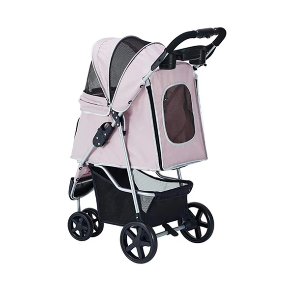 Zampa TriBoro Pembe Kedi-Köpek Arabası (SP03P-P)| Katlanabilir, Süspansiyonlu ve Fonksiyonel Tasarım - 2
