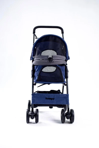 Zampa Showtime Lacivert Kedi-Köpek Arabası (SP02XKN)  | Katlanabilir, Fileli, Güvenli ve Şık Tasarım - 2