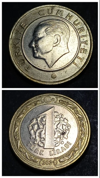 Escoines Koleksiyon 39963688006fb5d6f1 2021 Çapaklı 1türk lirası göz yaşı ÇÇT+ eski madeni para ürün görseli 1