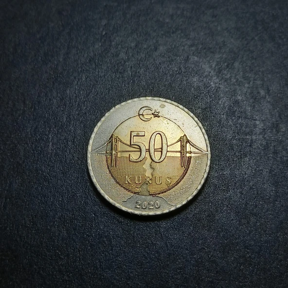 Escoines Koleksiyon 39963688005ddd7cd9 50Kuruş 2020 çapak hatalı ççt+ eski madeni para - Resim 5