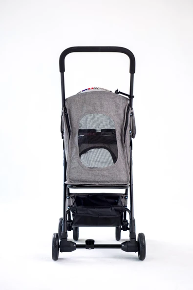 Zampa Showtime Gri Kedi-Köpek Arabası (SP02XKG) | Katlanabilir, Fileli, Güvenli ve Konforlu Tasarım - 5