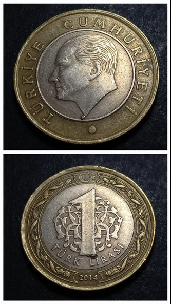 Escoines Koleksiyon 3996368800cdd4ecc3 2014 çapaklı 1tl ÇÇT eski madeni para ürün görseli 1