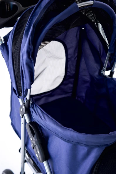 Zampa TriBoro Lacivert Kedi-Köpek Arabası | Katlanabilir, Süspansiyonlu, Güvenli ve Şık Tasarım - 3