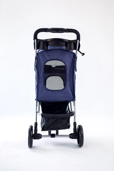 Zampa TriBoro Lacivert Kedi-Köpek Arabası | Katlanabilir, Süspansiyonlu, Güvenli ve Şık Tasarım - 2