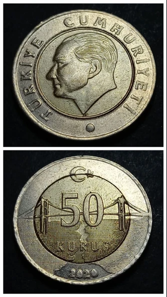 Escoines Koleksiyon 3996368800d0e34f0e 2020 Çapaklı 50Kuruş ççt+ eski madeni para ürün görseli 1