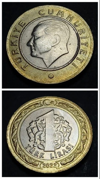 Escoines Koleksiyon 3996368800d9e66c12 2022 Yazı/tura capaklı 1tl ÇİL eski madeni para ürün görseli 1