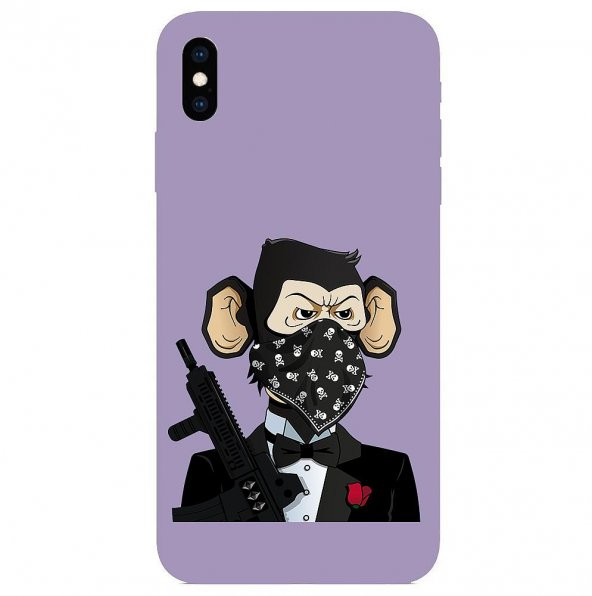 KNY Apple iPhone XS Max Kılıf Mafia Monkey Desen Lansman Silikon Mor