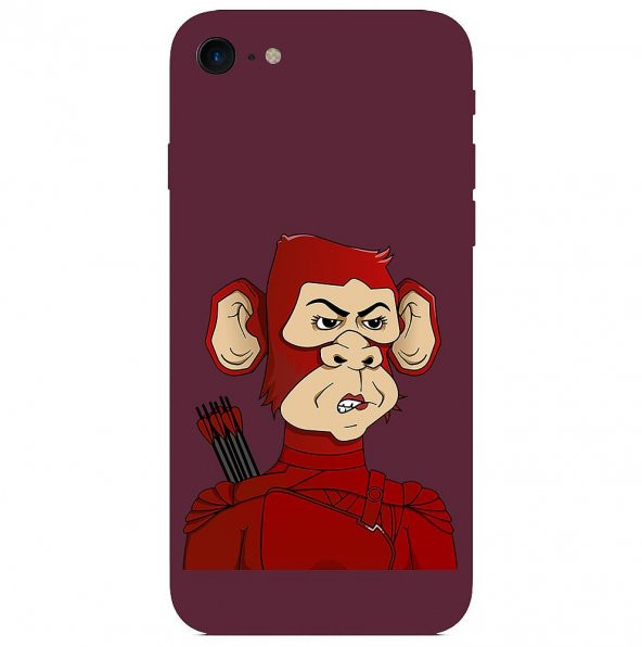KNY Apple iPhone 7 Kılıf Arrow Monkey Desen Lansman Silikon Bordo