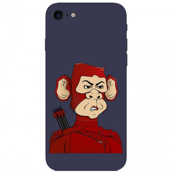KNY Apple iPhone 7 Kılıf Arrow Monkey Desen Lansman Silikon Lacivert