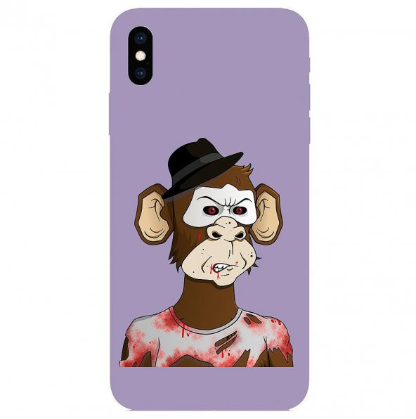 KNY Apple iPhone XS Max Kılıf Zombi Monkey Desen Lansman Silikon Mor