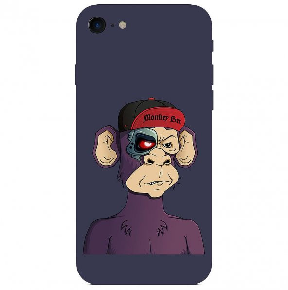 KNY Apple iPhone 7 Kılıf Cyborg Monkey Desen Lansman Silikon Lacivert