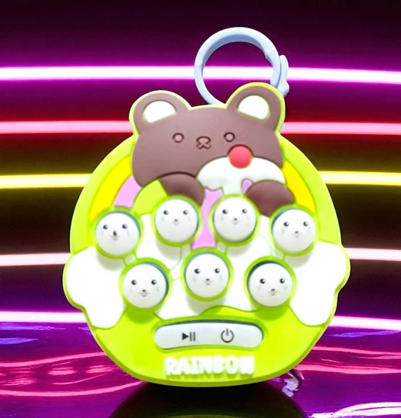 YÜKSEK KALİTE MİNİ YEŞİL POPİT YENİ NESİL ANAHTARLIKLI POPİT OYUNCAK POPİT SESLİ LED IŞIKLI POPİT ürün görseli