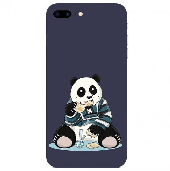 KNY Apple iPhone 7 Plus Kılıf Obur Panda Desen Lansman Silikon Lacivert