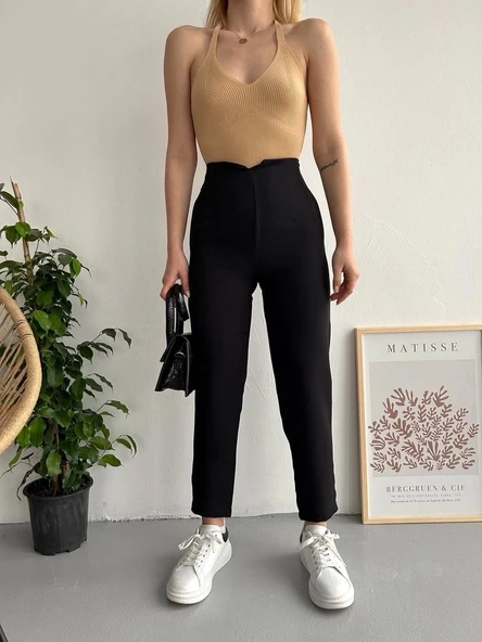 Atlas fletolu pantolon siyah