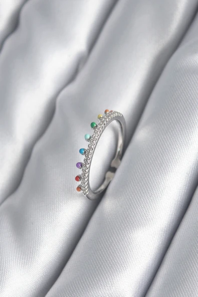 Pirinç Gümüş Renk Zirkon Taş Detay Kadın Yüzük ürün görseli 1