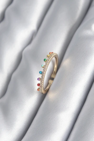 Pirinç Gold Renk Zirkon Taş Detay Kadın Yüzük ürün görseli 1