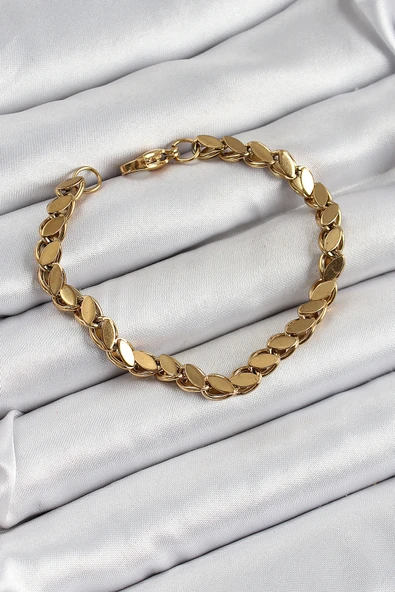 316L Çelik Arpa Model Gold Renk Kadın Bilekik - Resim 2