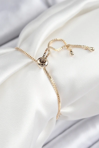 Pirinç Zirkon Taşlı Kuğu Model Gold Renk Asansörlü Kadın Bileklik - Resim 2