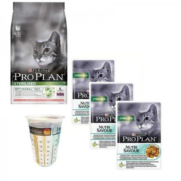 Pro Plan Sterilised Somonlu Kısır Kedi Maması 1.5 Kg + 3 Yaş Mama Hediyeli