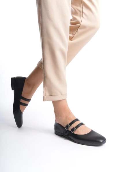 Kadın Cove Siyah İki Beretli Kut Burun Babet - 2